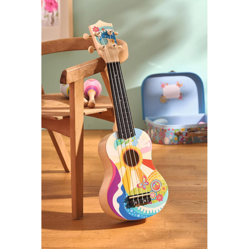 Ukulélé Flower Power jouet musical en bois