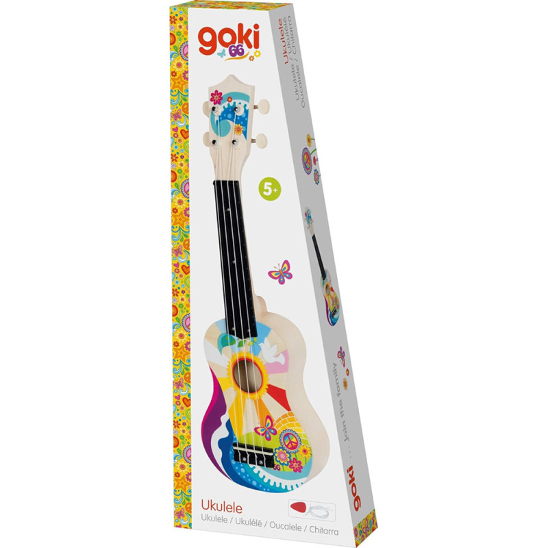 Ukulélé Flower Power jouet musical en bois