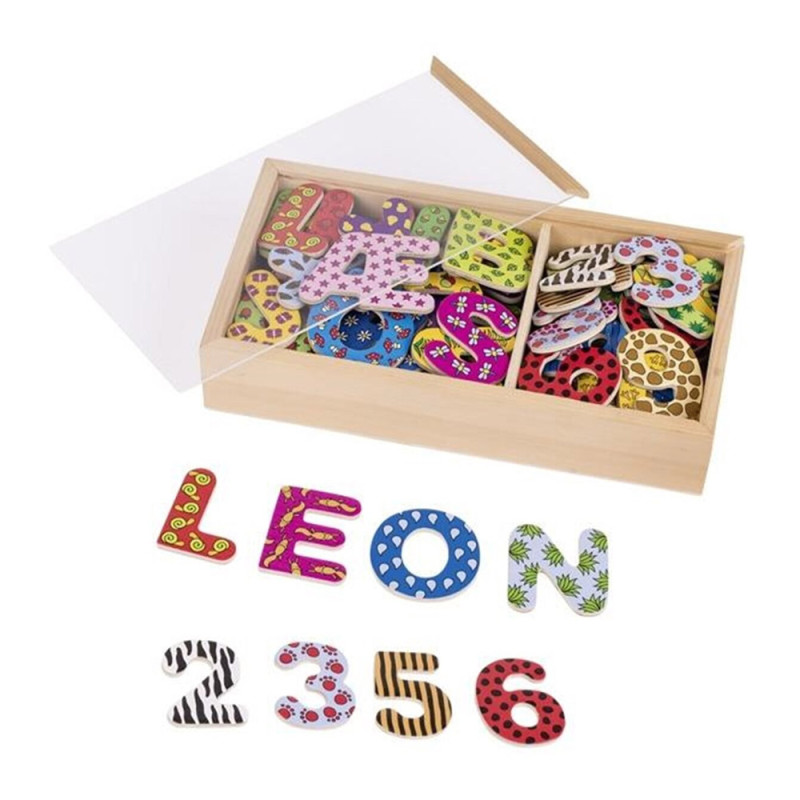 Aimants Alphabet et Chiffres en bois x 88