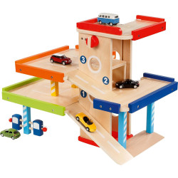 Garage avec Parking à étage Jouet en bois de qualité