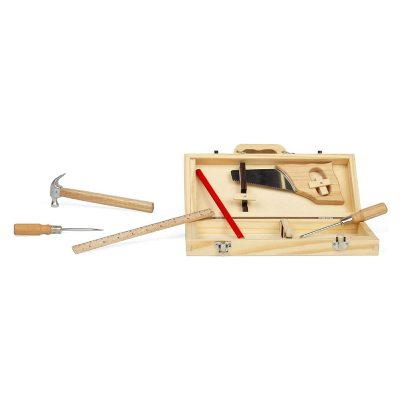 Caisse d'outils en bois petit modèle pour enfants juniors - Jouet en bois Bigjigs