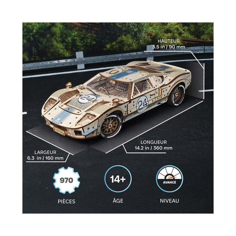 Maquette mécanique en bois UGT-24 Voiture d'endurance Ugears