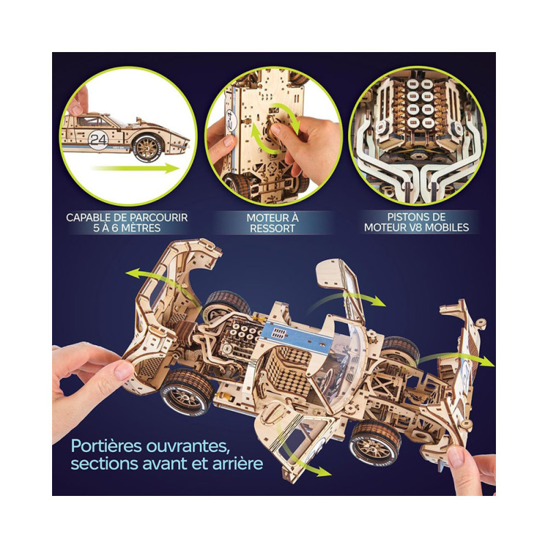 Maquette mécanique en bois UGT-24 Voiture d'endurance Ugears