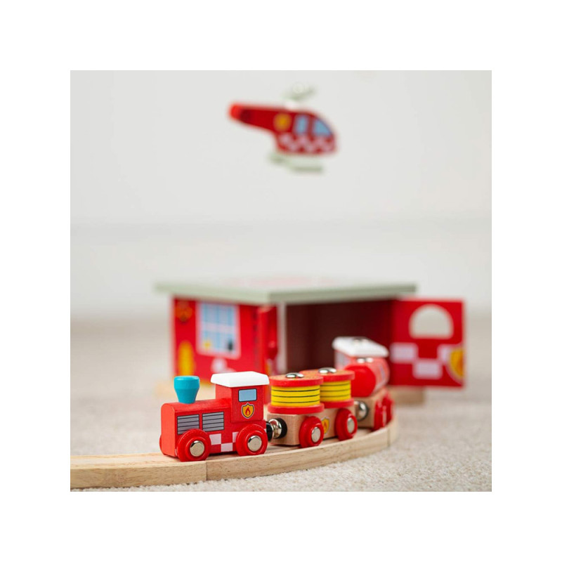 Train des pompiers - jouet en bois Bigjigs pour circuit de train