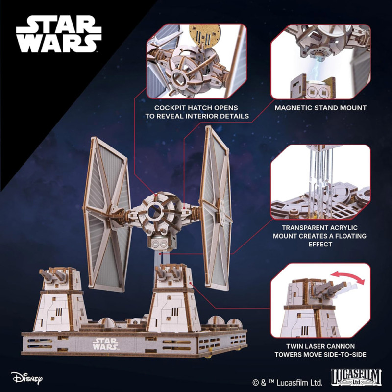 Chasseur TIE Star Wars – Maquette en Bois UGEARS – Puzzle 3D à Monter – Boissellerie.fr