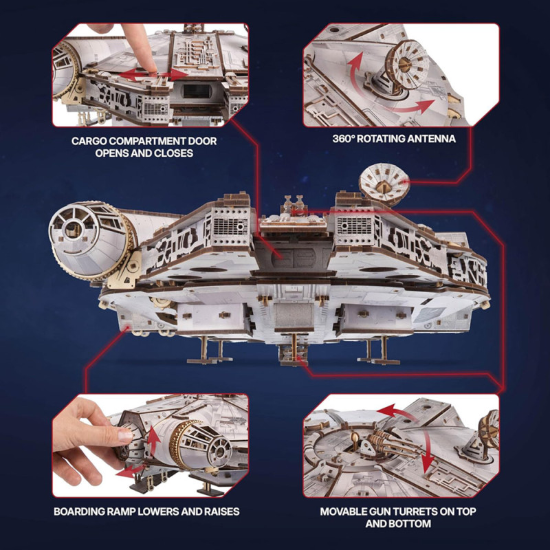 Faucon Millennium Star Wars – Maquette en Bois UGEARS – Puzzle 3D à Monter – Boissellerie.fr