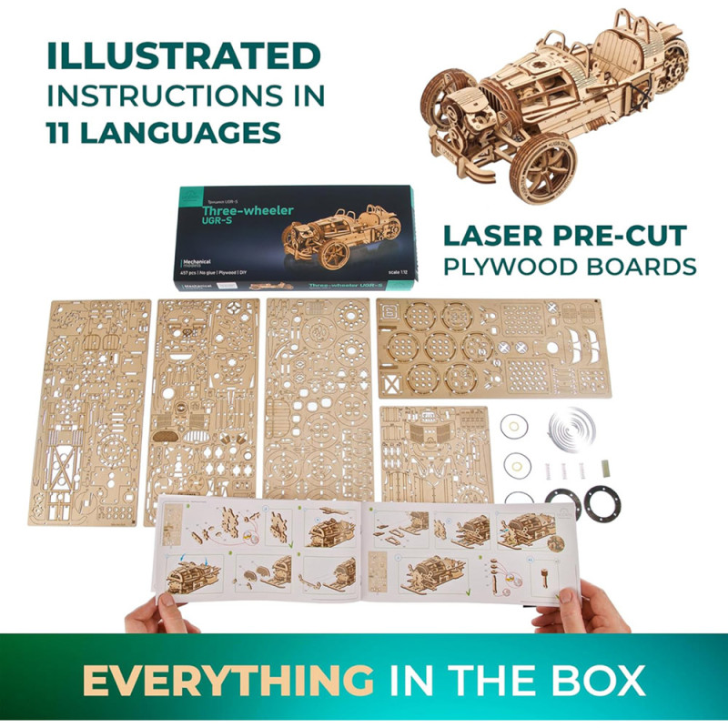 Voiture de Sport « Souris Rapide » – Puzzle 3D en Bois UGEARS – Kit Mécanique à Monter – Boissellerie.fr