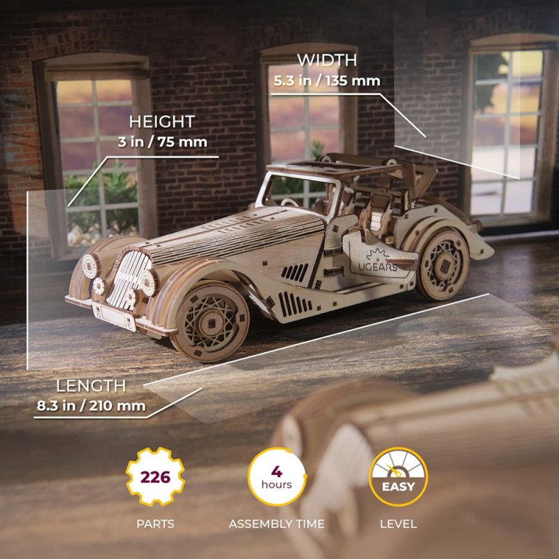 Voiture de Sport « Souris Rapide » – Puzzle 3D en Bois UGEARS – Kit Mécanique à Monter – Boissellerie.fr