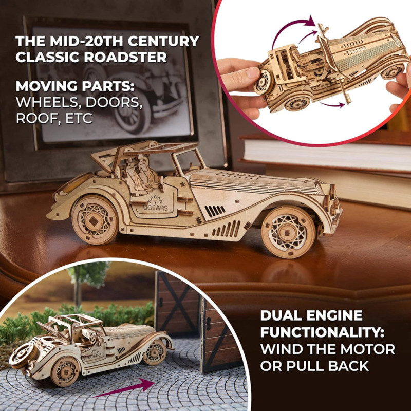 Voiture de Sport « Souris Rapide » – Puzzle 3D en Bois UGEARS – Kit Mécanique à Monter – Boissellerie.fr