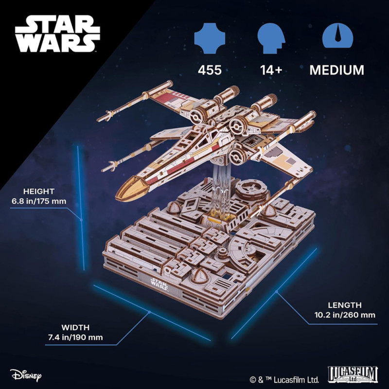 X-Wing Starfighter Star Wars – Maquette en Bois UGEARS – Puzzle 3D à Monter – Boissellerie.fr