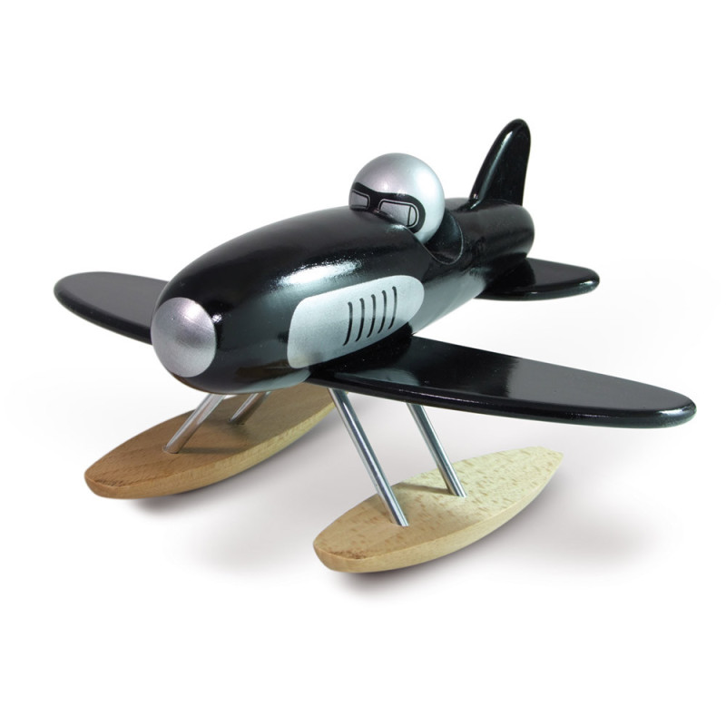 Hydravion noir véhicule de collection - jouet bois Vilac - Fabriqué en France