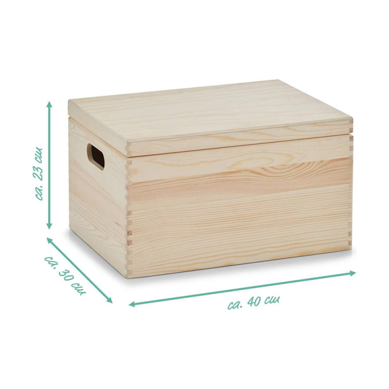 Grande Boite en Bois avec Couvercle sur Charnières 30 cm x 40 cm x 23 cm