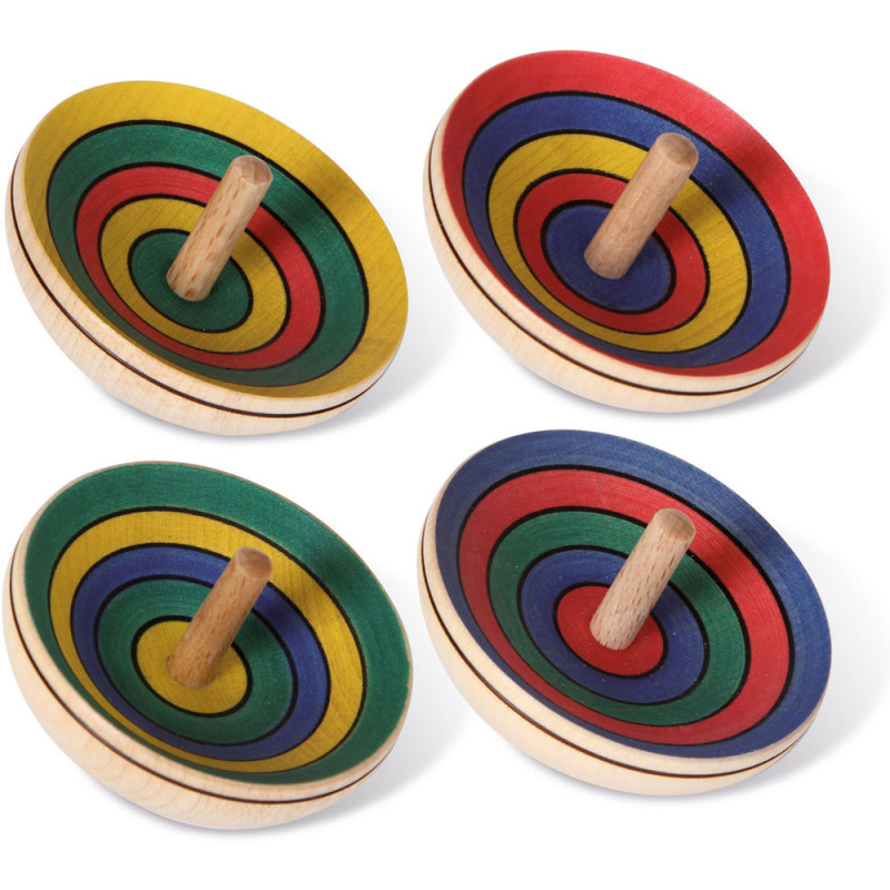 Toupie cuvette en bois colorée 6 cm - Jouet traditionnel | Boissellerie.fr