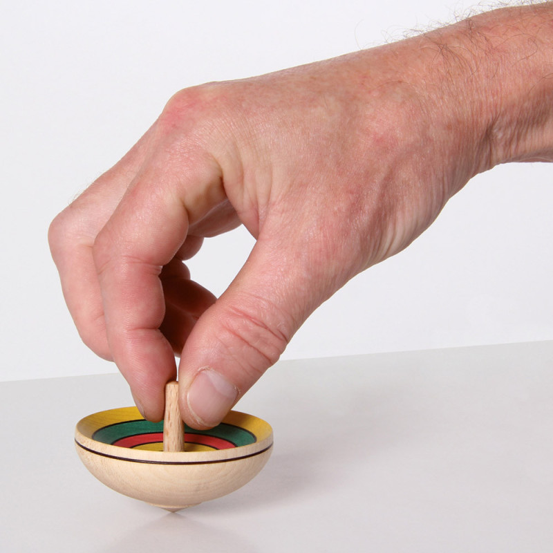 Toupie cuvette en bois colorée 6 cm - Jouet traditionnel | Boissellerie.fr