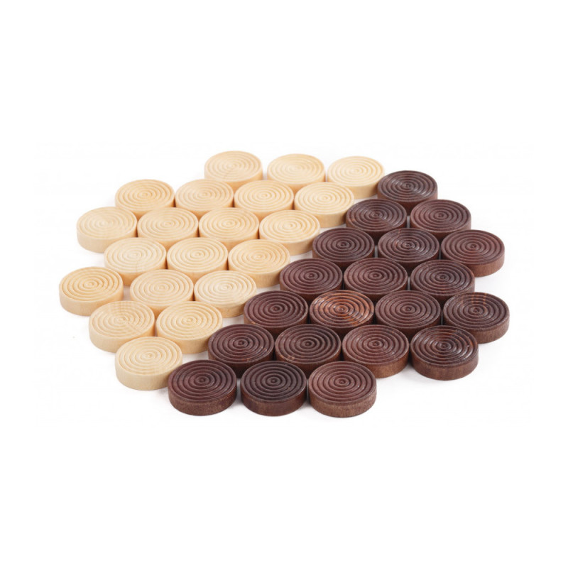Pions de Dames - 32mm - jeu traditionnel en bois de 40 pièces
