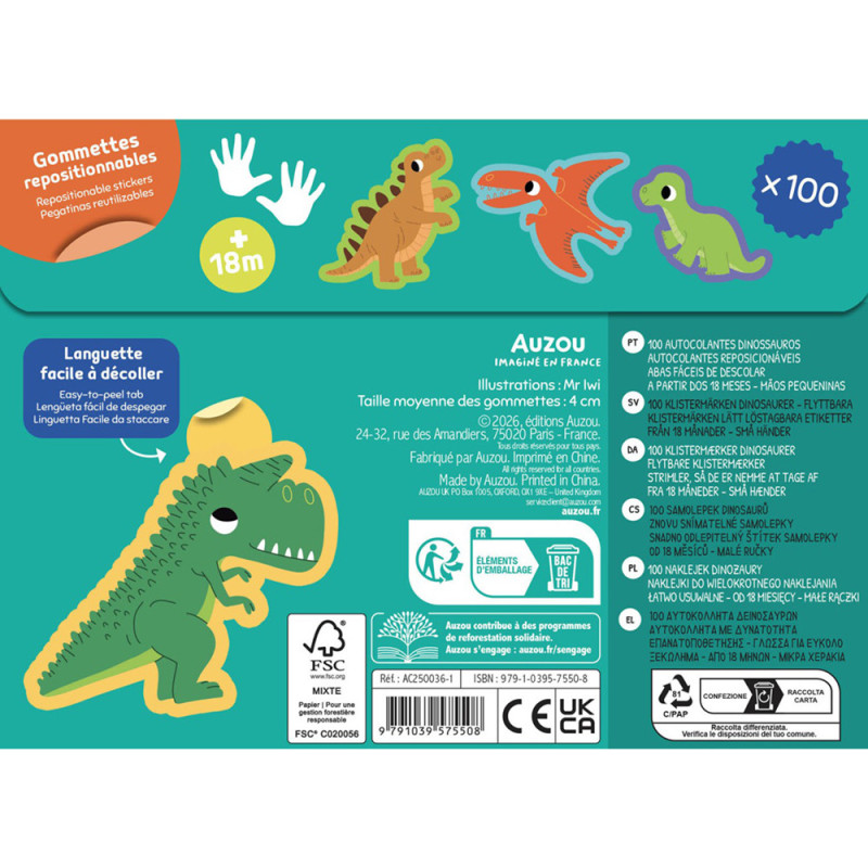 100 gommettes - Dinosaures - Activités et loisirs créatifs