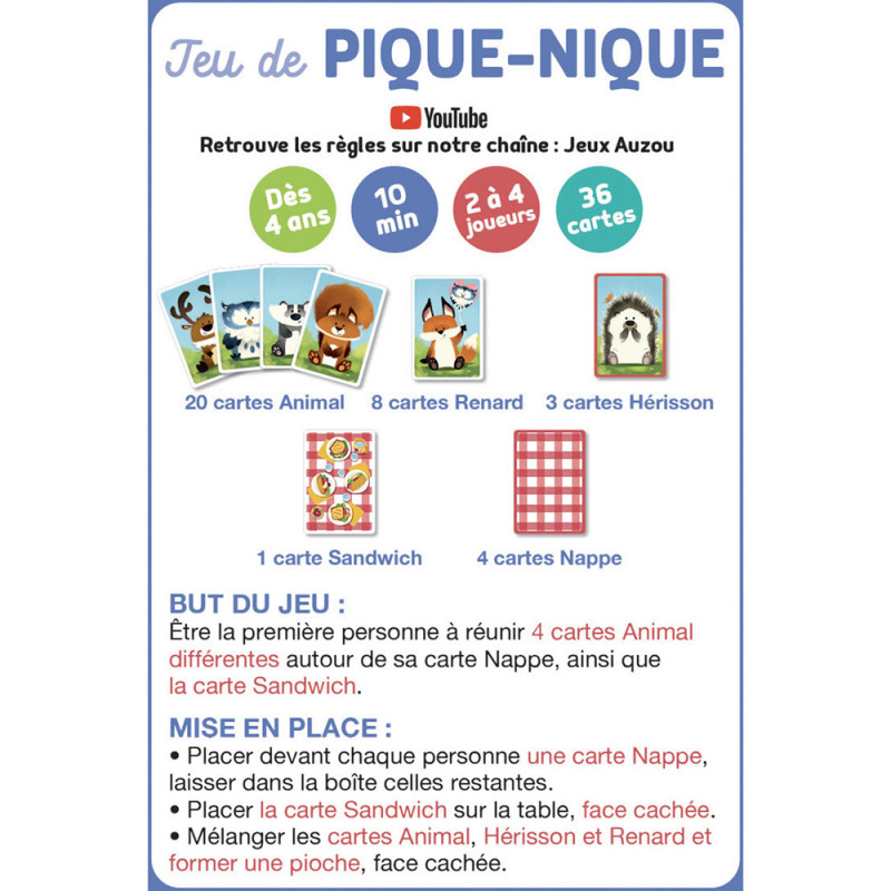 Jeu de pique-nique – Le jeu de cartes de Auzou
