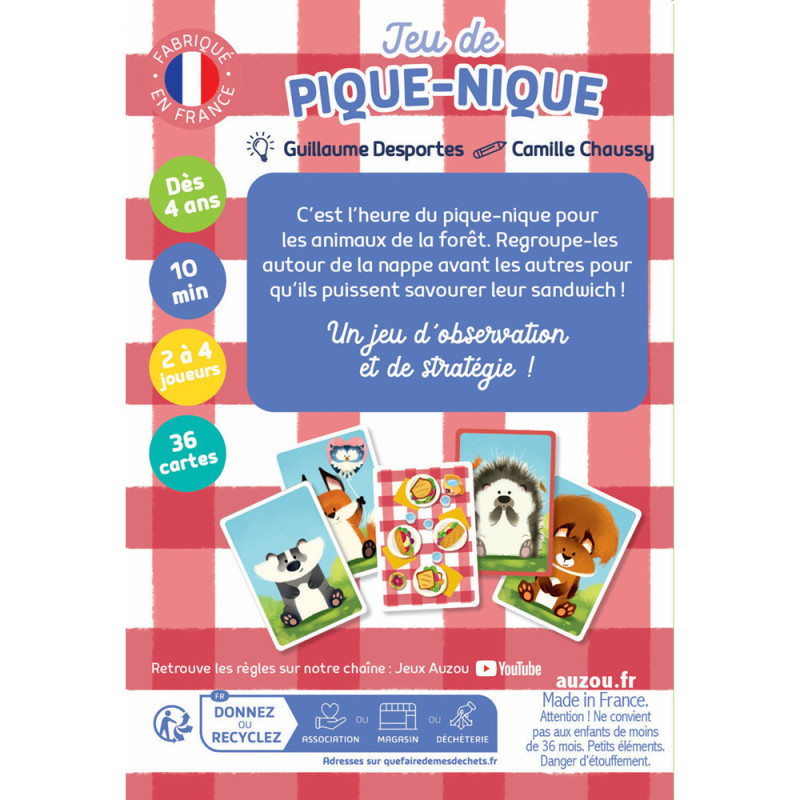 Jeu de pique-nique – Le jeu de cartes de Auzou