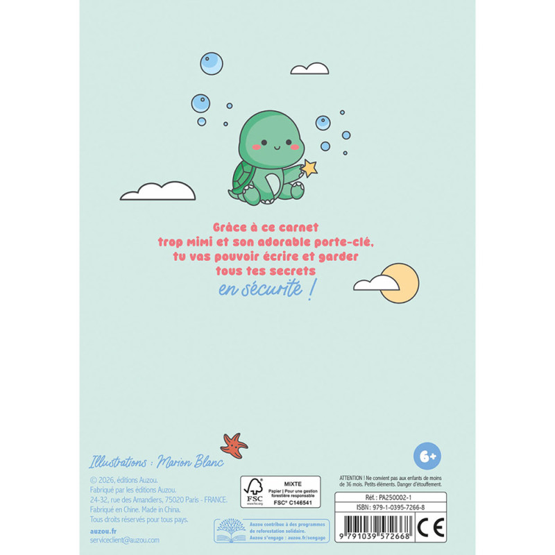 Mon carnet secret – Le carnet intime avec porte-clé tortue
