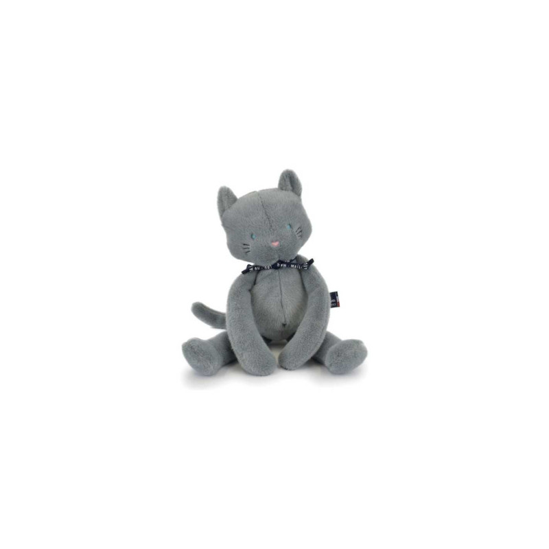 Chat en peluche Méloé - Couleur Bleu Gris - 37 cm - Peluche fabriquée en France