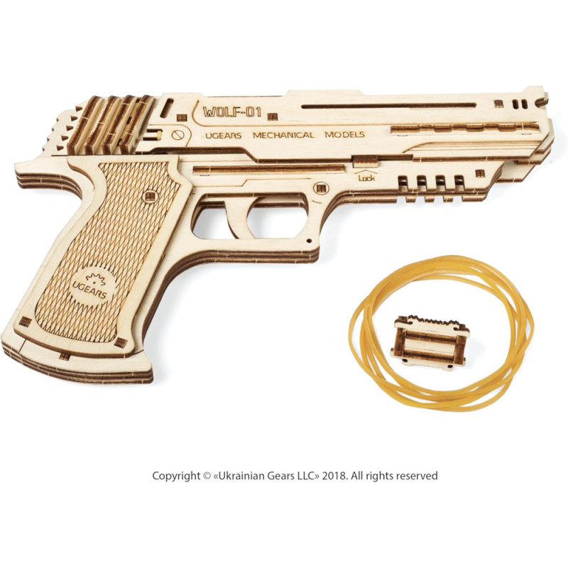 Maquette en bois - Le Pistolet à élastique - Wolf 01 Ugears