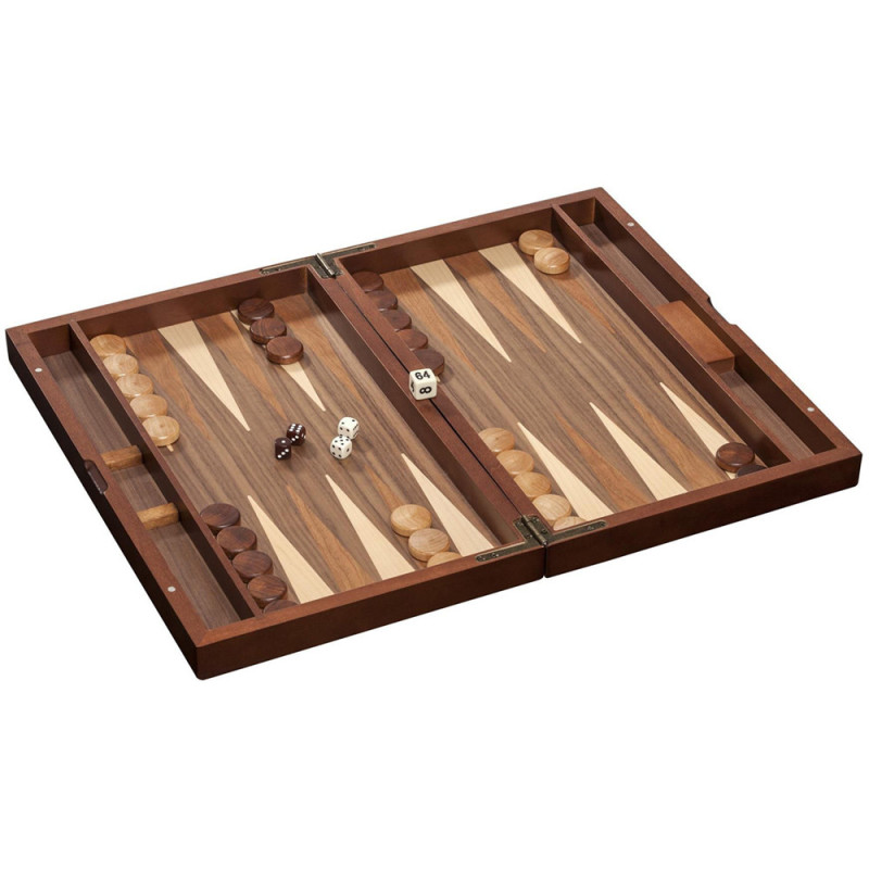 Backgammon en Peuplier - Plaquage Noyer