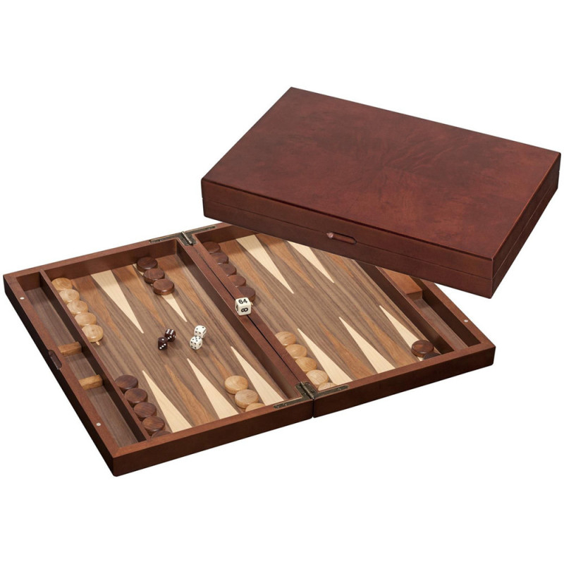 Backgammon en Peuplier - Plaquage Noyer