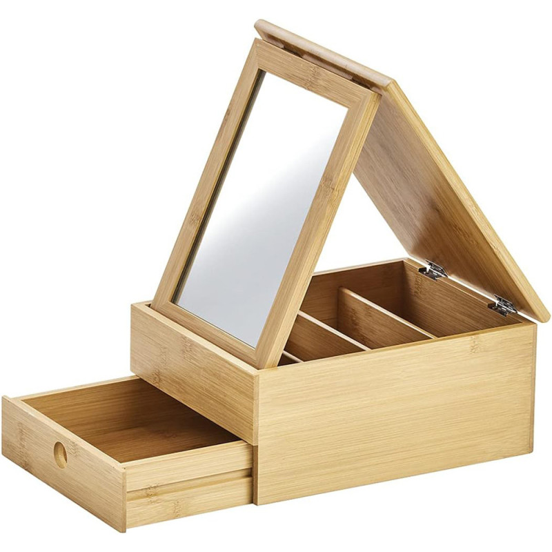 Boite à Bijoux en Bambou vernis - avec miroir