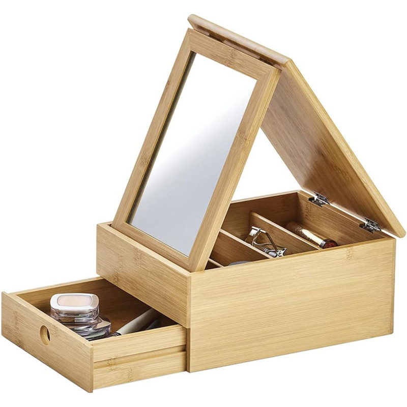 Boite à Bijoux en Bambou vernis - avec miroir