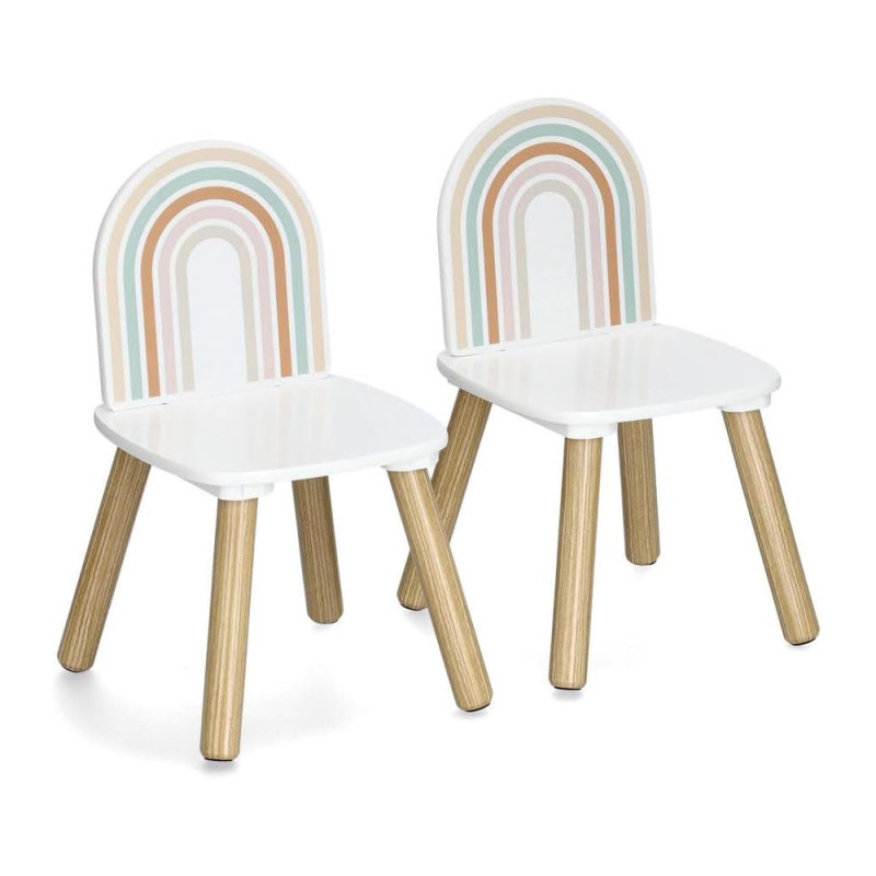 Ensemble de 2 chaises et d'1 table en bois pour enfants Arc-en-ciel