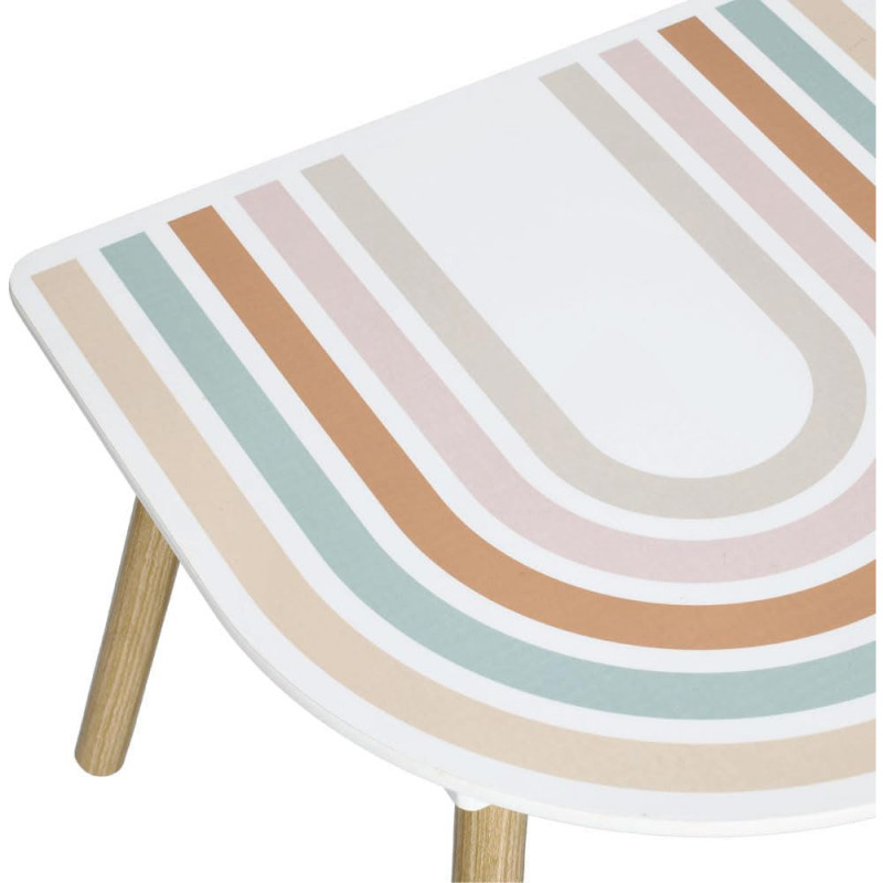 Ensemble de 2 chaises et d'1 table en bois pour enfants Arc-en-ciel