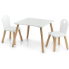 Ensemble de 2 chaises et d'1 table en bois pour enfant Blanc et Naturel
