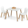 Ensemble de 2 chaises et d'1 table en bois pour enfant Blanc et Naturel