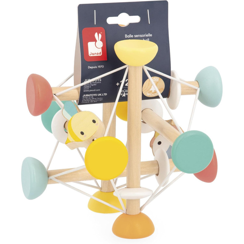Balle d'éveil pour bébé - jeu en bois sensoriel Janod