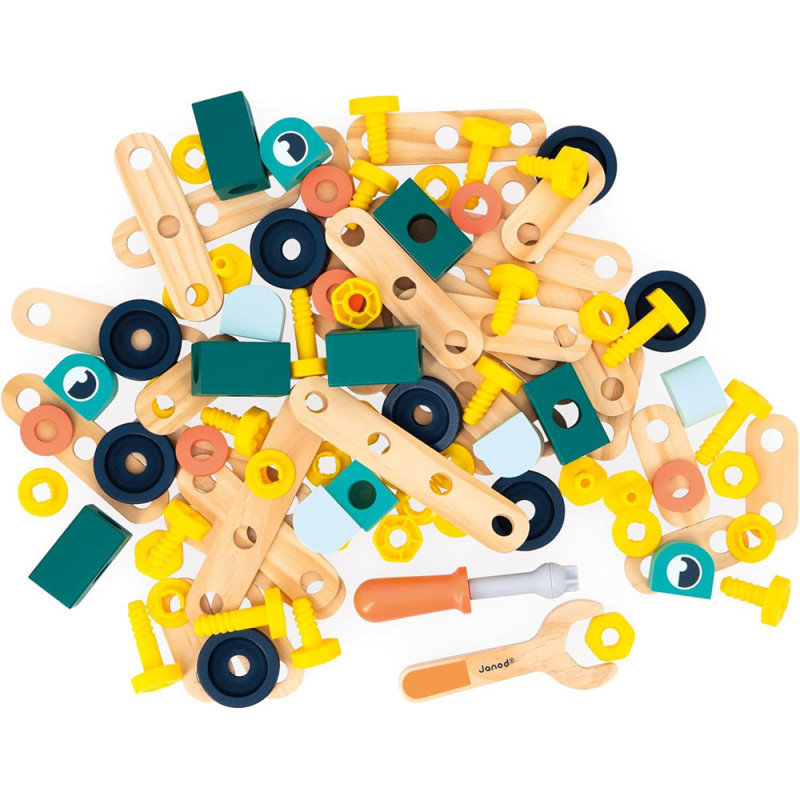 Baril Bricokid's 100 pièces - jouet bois Janod