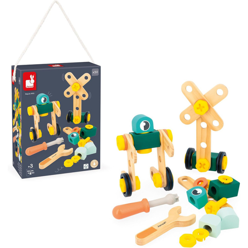 Baril Bricokid's 50 pièces - jouet bois Janod