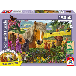 Mignon cheval dans la prairie  - puzzle de 150 pièces