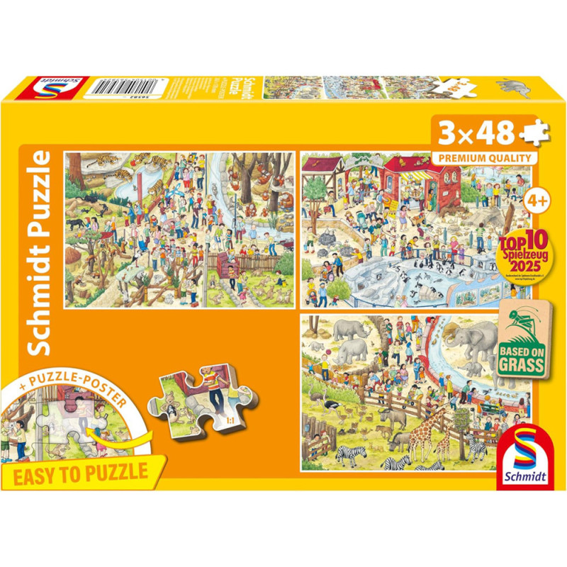 Plaisir au zoo - 3 puzzles de 48 pièces