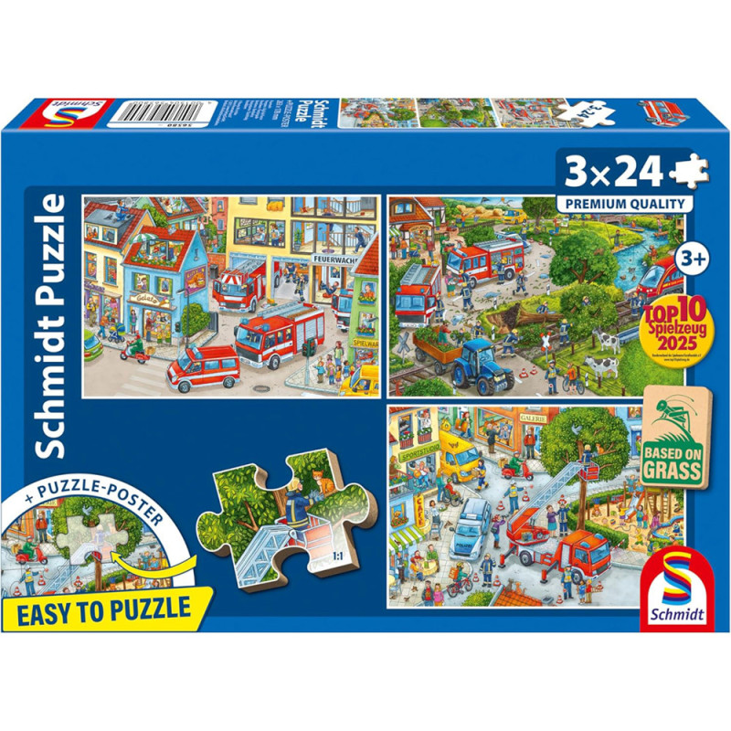 Puzzles pompiers - 3 x 24 pièces