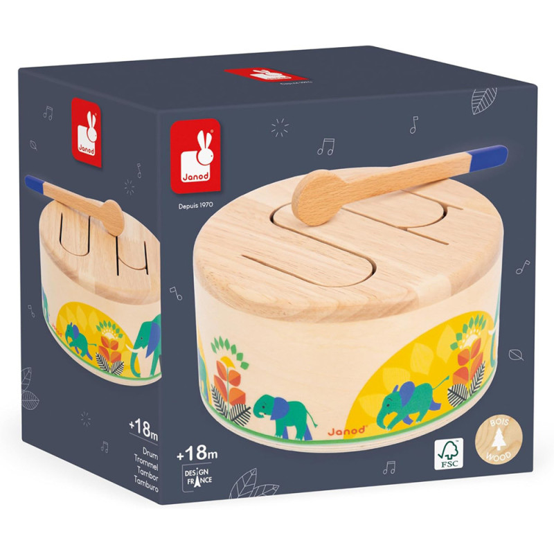 Tambour en bois pour bébé