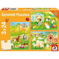 Mes amis de la ferme - 3 puzzles de 24 pièces