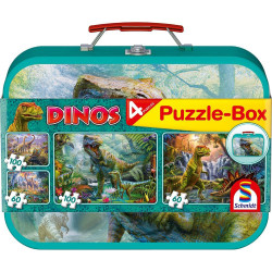 Dinos - 4 puzzles en coffret métal