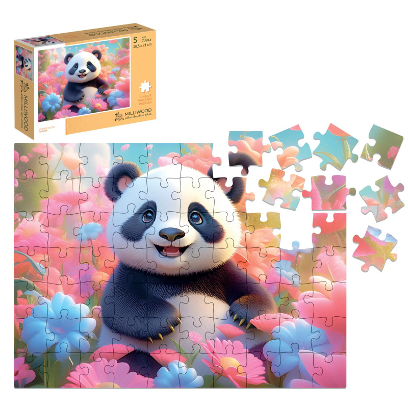 Puzzle en bois – Panda – 70 pièces