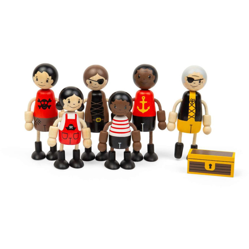 Ensemble de 6 poupées en bois - Pirates