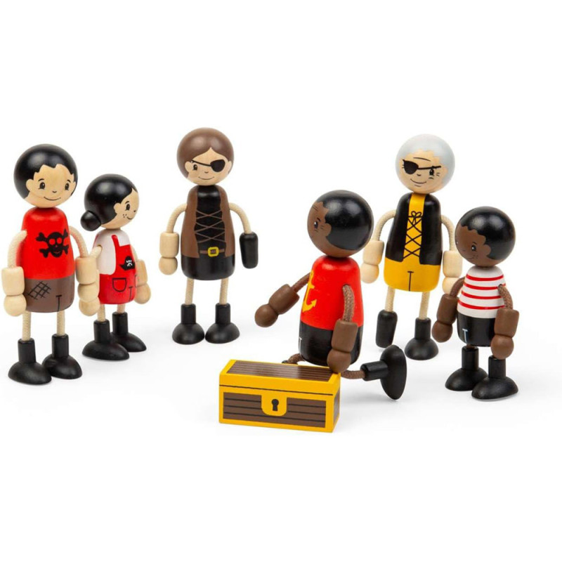 Ensemble de 6 poupées en bois - Pirates