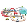 Circuit de train en bois grande vitesse avec caisse de rangement - Jouet bois Hape