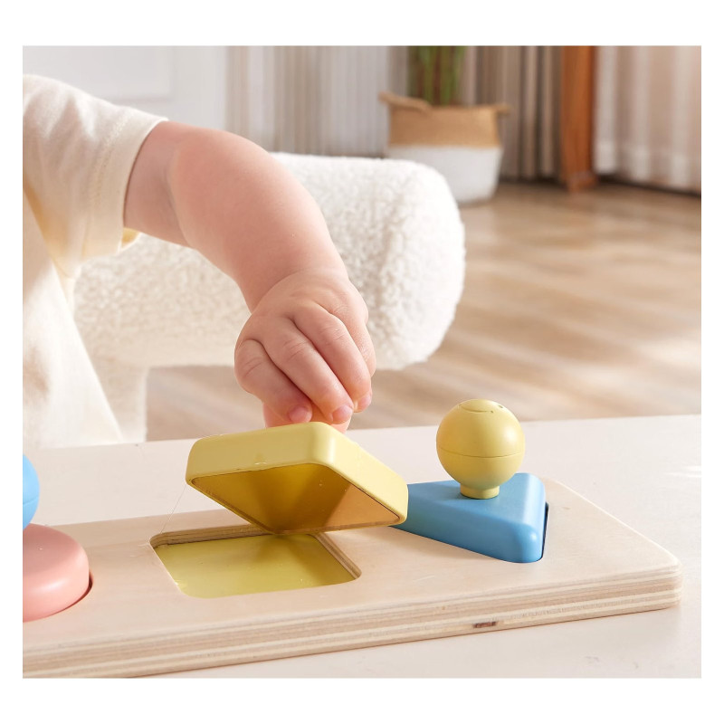 Puzzle trieur de formes pour bébé en bois et riz
