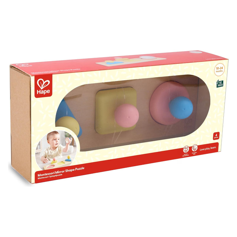 Puzzle trieur de formes pour bébé en bois et riz