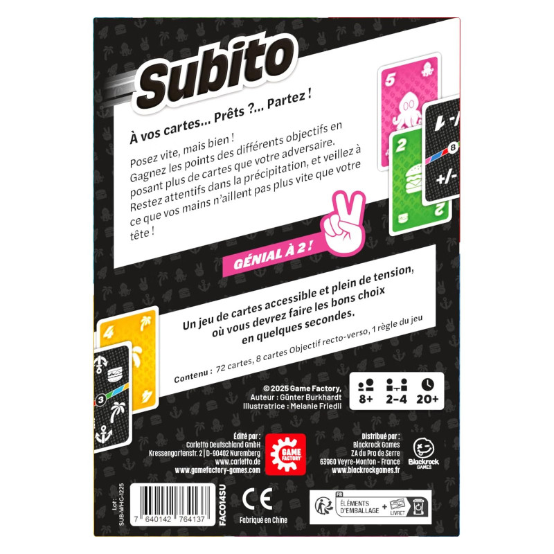 Subito - Jeu rapide pour 2 joueurs