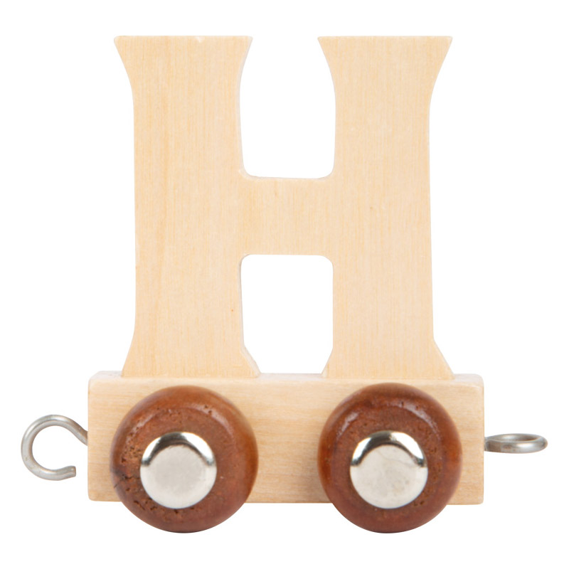Wagon H en bois pour train de lettres, axes en métal